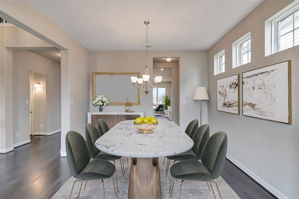 Chandelier, Dining room, Interior, Pendant Lights, Wood Texture Flooring