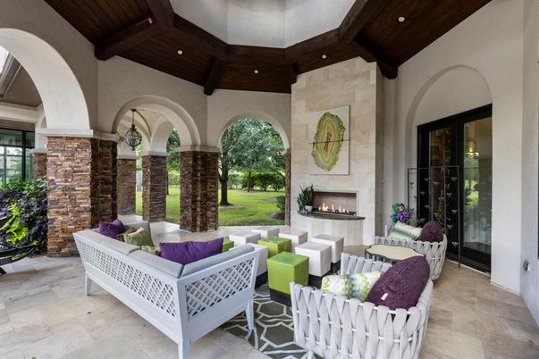 Fireplace, Interior, Living room, Recessed Lighting, Stone Walls, Wooden Beams, Wooden Ceilings