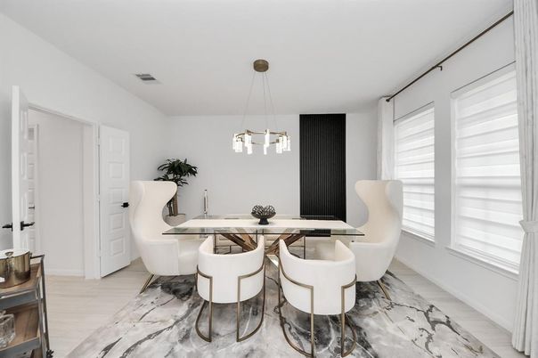 Dining room, Interior, Marble, Pendant Lights