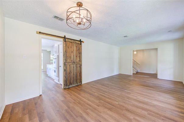 Chandelier, Empty room, Interior, Wood Texture Flooring