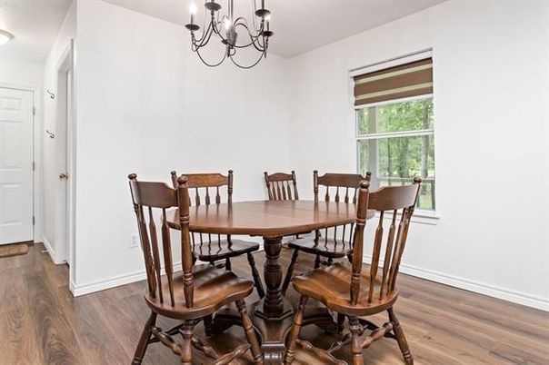Chandelier, Dining room, Interior, Wood Texture Flooring