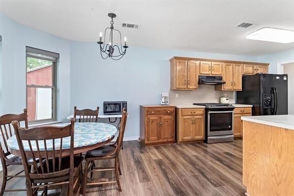 Chandelier, Dining room, Interior, Kitchen, Wood Texture Flooring