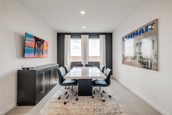 Home Office, Interior, Recessed Lighting, Wood Texture Flooring