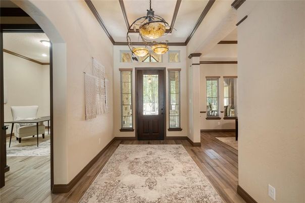 Home Office, Interior, Pendant Lights, Wood Texture Flooring