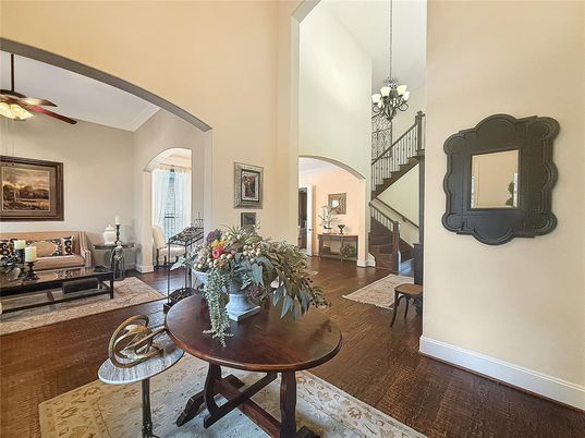 Chandelier, Interior, Living room, Wood Texture Flooring