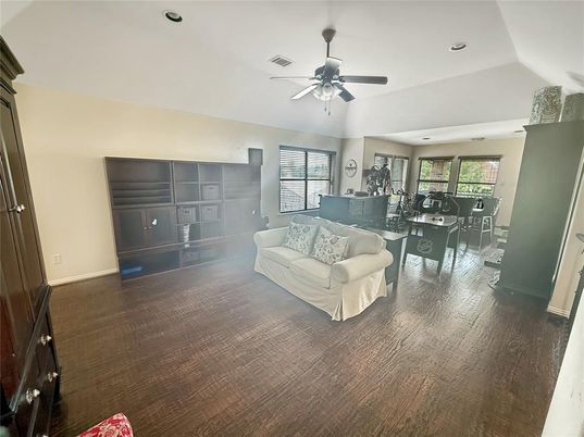 Home Office, Interior, Recessed Lighting, Wood Texture Flooring