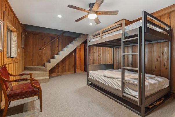 Bedroom, Interior, Recessed Lighting, Wooden Walls