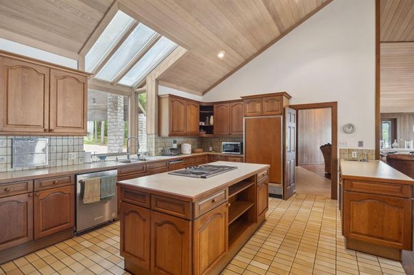 Interior, Kitchen, Recessed Lighting, Stainless Steel Appliances, Wooden Ceilings