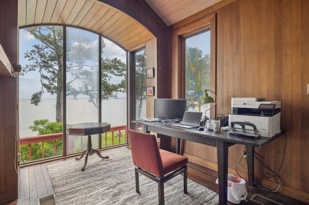 Home Office, Interior, Wood Texture Flooring, Wooden Walls