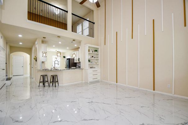Interior, Kitchen, Marble, Pendant Lights, Recessed Lighting