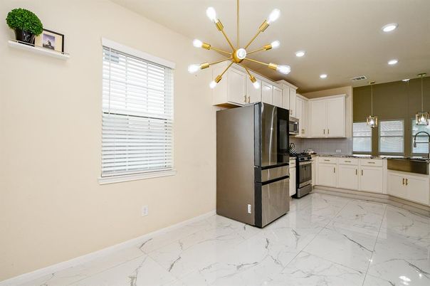 Interior, Kitchen, Marble, Pendant Lights, Recessed Lighting