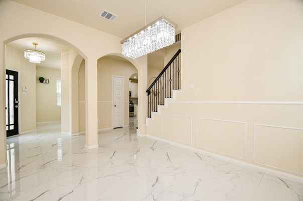 Chandelier, Empty room, Interior, Marble