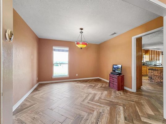 Empty room, Interior, Pendant Lights, Wood Texture Flooring