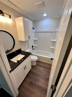 Bathroom, Interior, Recessed Lighting, Wood Texture Flooring