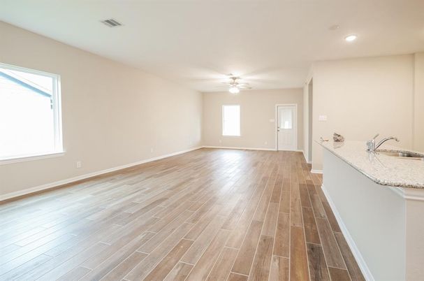 Empty room, Interior, Recessed Lighting, Wood Texture Flooring