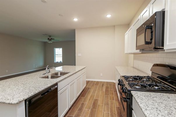 Interior, Kitchen, Recessed Lighting, Wood Texture Flooring