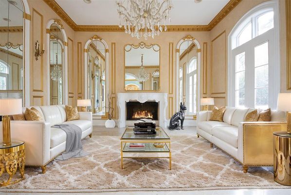 Chandelier, Fireplace, Interior, Living room, Recessed Lighting