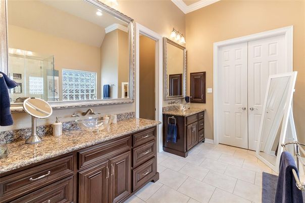 Bathroom, Dual Sink Vanities, Glass Shower, Interior, Recessed Lighting