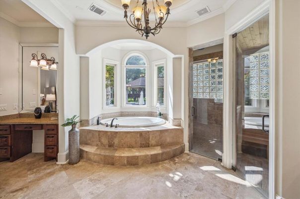 Bathroom, Chandelier, Interior
