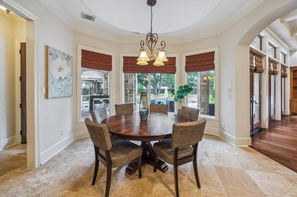 Chandelier, Dining room, Interior, Wood Texture Flooring