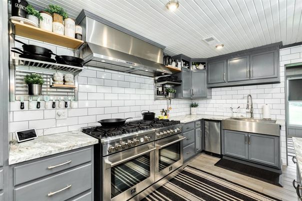 Interior, Kitchen, Stainless Steel Appliances, Wood Texture Flooring