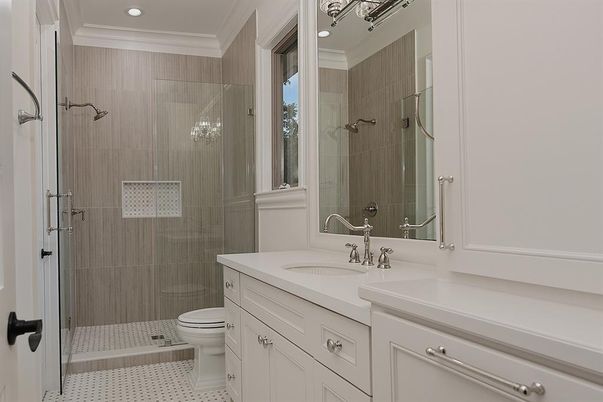 Bathroom, Glass Shower, Interior, Recessed Lighting
