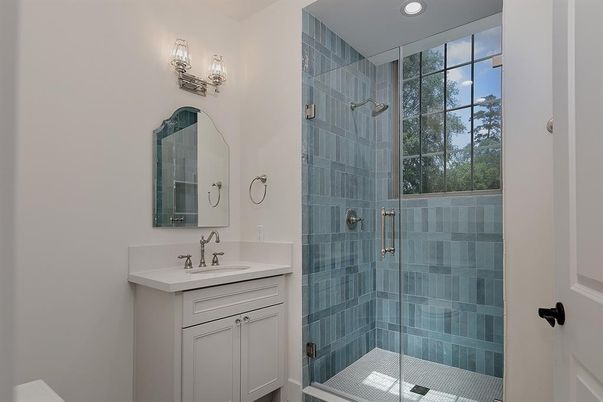Bathroom, Glass Shower, Interior, Recessed Lighting