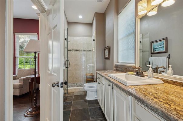 Bathroom, Glass Shower, Interior, Recessed Lighting