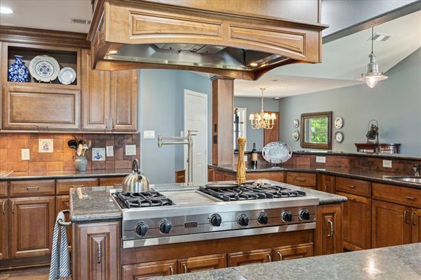 Chandelier, Interior, Kitchen, Pendant Lights, Recessed Lighting, Stainless Steel Appliances