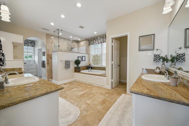 Bathroom, Dual Sink Vanities, Glass Shower, Interior, Recessed Lighting