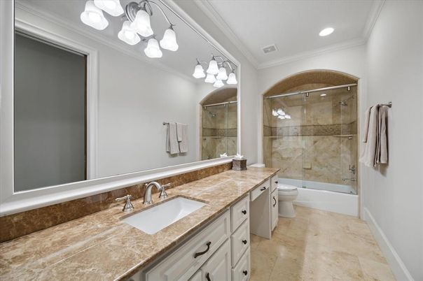 Bathroom, Dual Sink Vanities, Glass Shower, Interior, Recessed Lighting