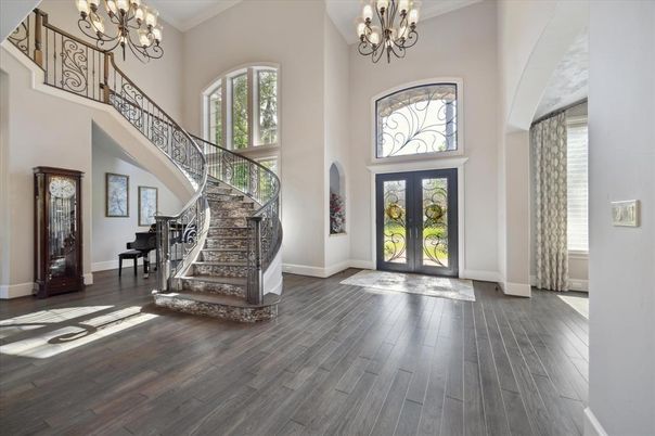 Chandelier, Interior, Piano, Wood Texture Flooring