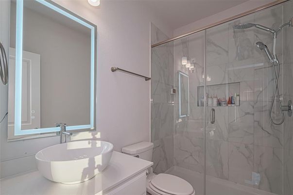Bathroom, Glass Shower, Interior, Marble Walls