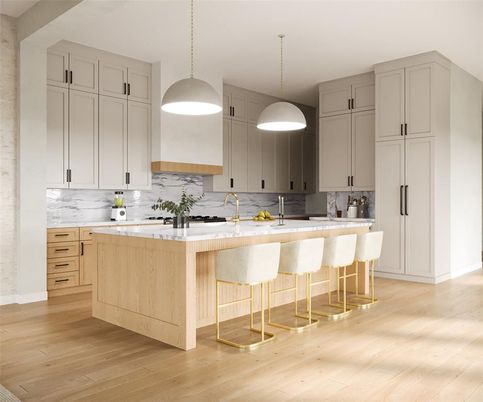 Interior, Kitchen, Pendant Lights, Wood Texture Flooring