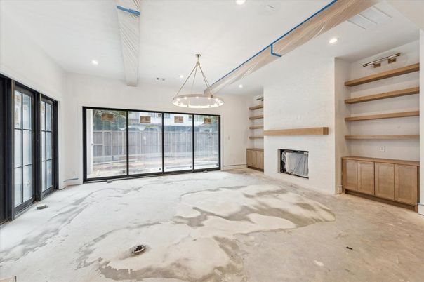 Empty room, Fireplace, Interior, Pendant Lights, Recessed Lighting
