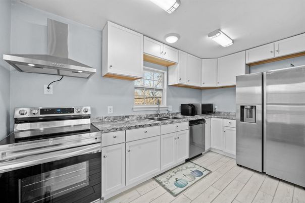 Interior, Kitchen, Stainless Steel Appliances, Wood Texture Flooring