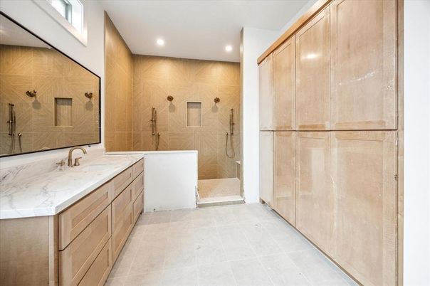 Bathroom, Dual Sink Vanities, Glass Shower, Interior, Recessed Lighting