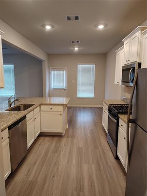 Interior, Kitchen, Recessed Lighting, Wood Texture Flooring