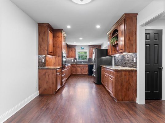 Interior, Kitchen, Recessed Lighting, Wood Texture Flooring