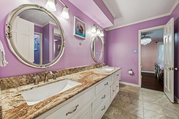 Bathroom, Dual Sink Vanities, Interior, Wood Texture Flooring
