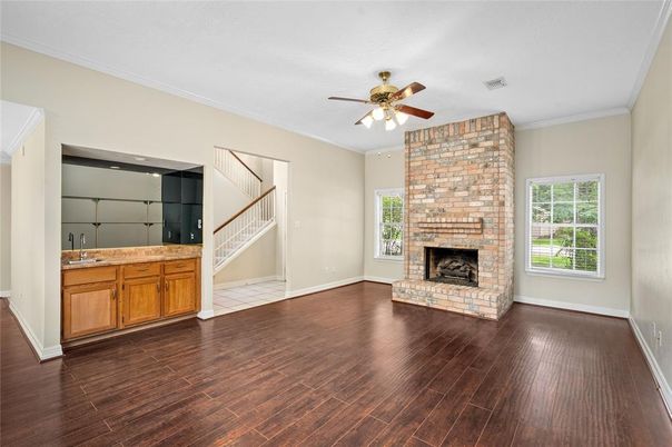 Empty room, Fireplace, Interior, Wood Texture Flooring