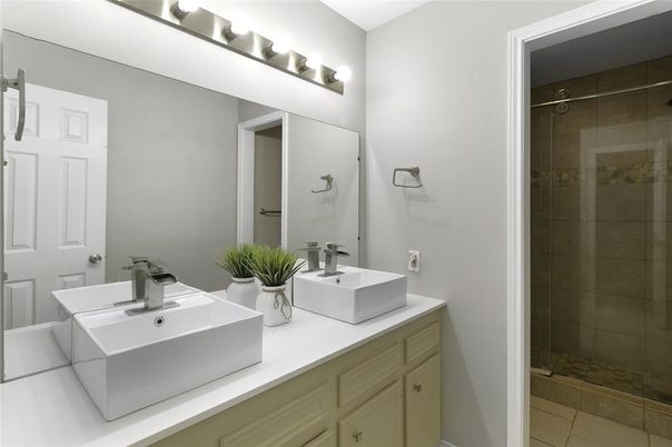 Bathroom, Dual Sink Vanities, Glass Shower, Interior