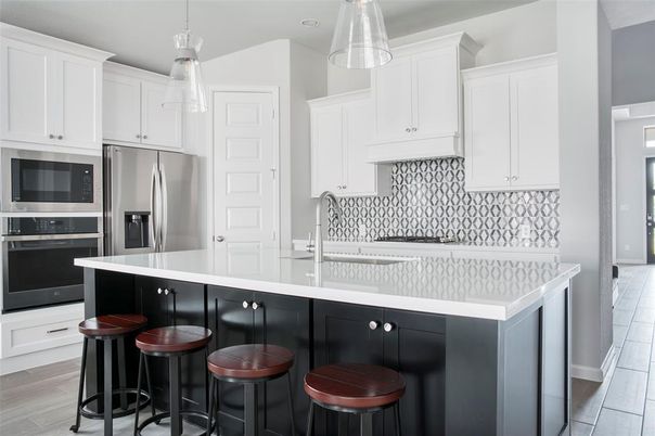 Interior, Kitchen, Pendant Lights, Stainless Steel Appliances, Wood Texture Flooring