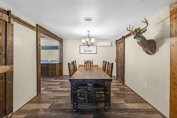 Chandelier, Dining room, Interior, Wood Texture Flooring