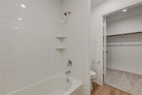 Bathroom, Interior, Recessed Lighting, Wood Texture Flooring