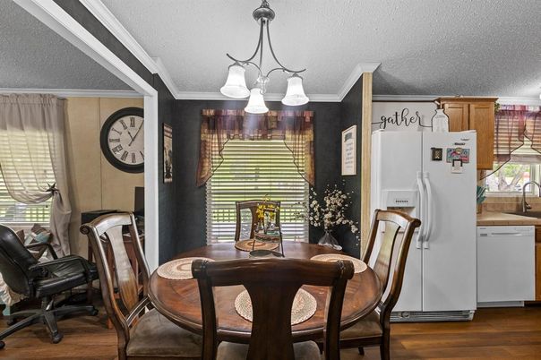 Chandelier, Dining room, Interior, Kitchen, Wood Texture Flooring