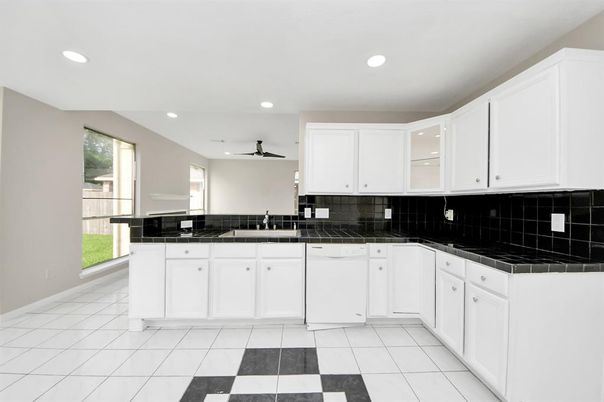 Interior, Kitchen, Recessed Lighting, Tile Countertops