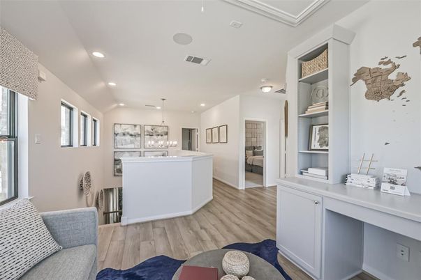 Interior, Kitchen, Pendant Lights, Recessed Lighting, Wood Texture Flooring