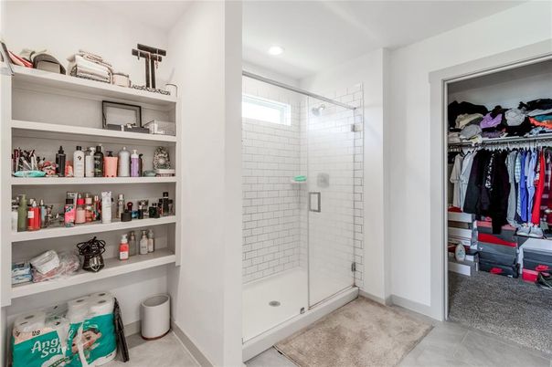 Bathroom, Glass Shower, Interior, Recessed Lighting, Walk-in Closets