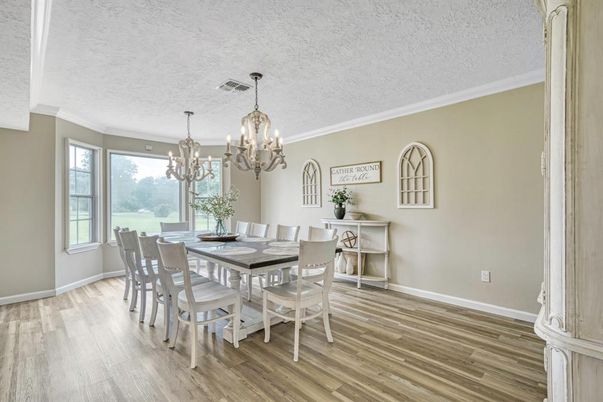 Chandelier, Dining room, Interior, Wood Texture Flooring